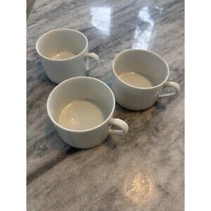3 Vintage Pottery Barn Great White Cup Mugs 3” Set Japan Porcelain Ceramic White